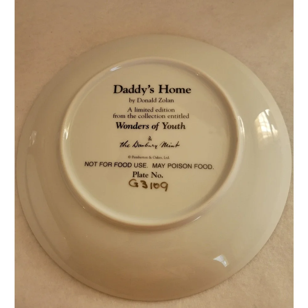 Vintage Danbury Mint Daddy's Home by Donald Zolan Plate w/ COA & Box‎ #G3109